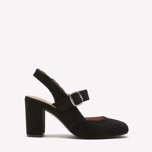 Extra Wide Width, Black Corduroy Slingback Block Heel Pump Size 11 by Penn